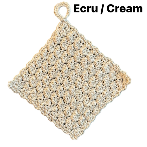 Set of 2 Crocheted Washcloth Crocheted Dishcloth with Hanging Loop 100% COTTON - Picture 6 of 9